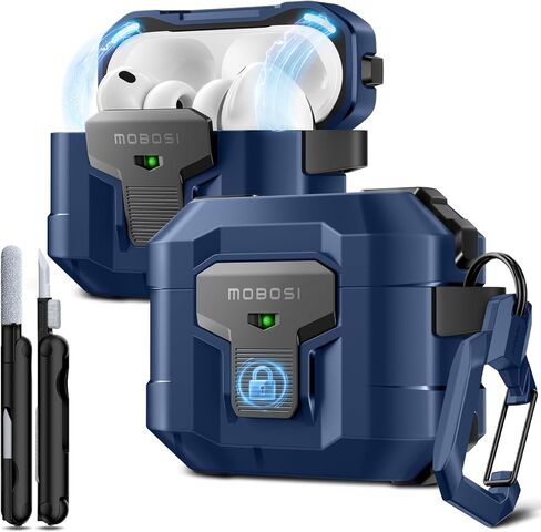 حافظة MOBOSI لجهاز AirPods Pro 3 2025 مع قفل مقاوم للسقوط ومجموعة تنظيف وسلسلة مفاتيح، متوافقة مع MagSafe، غطاء صلب للحماية العسكرية لأجهزة iPod Pro الجيل الثالث، أسود in Kuwait