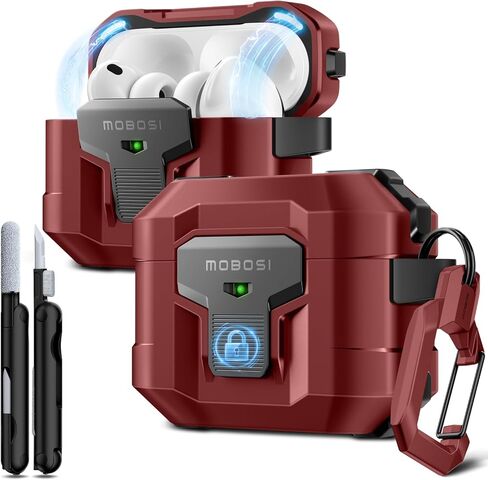 حافظة MOBOSI لجهاز AirPods Pro 3 2025 مع قفل مقاوم للسقوط ومجموعة تنظيف وسلسلة مفاتيح، متوافقة مع MagSafe، غطاء صلب للحماية العسكرية لأجهزة iPod Pro الجيل الثالث، أسود in Kuwait