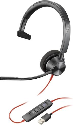 Plantronics - Blackwire 3310 - Wired, Single Ear (Mono) Headset with Boom Mic - USB-A to connect to your PC and/or Mac - Works with Teams (Certified), Zoom & more in Saudi Arabia