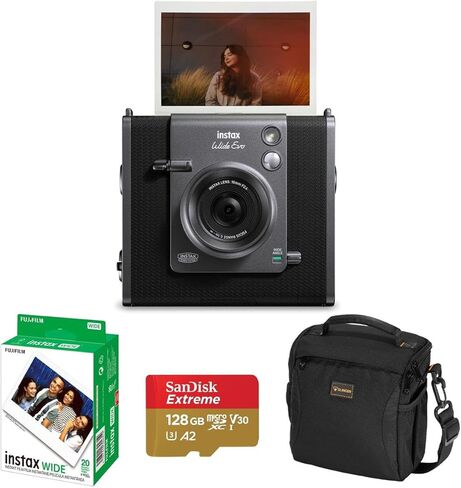Instax Wide Evo Hybrid Instant Camera, Bundle 20-Pack Film, 128GB Micro SD Card, Camera Shoulder Bag in Saudi Arabia
