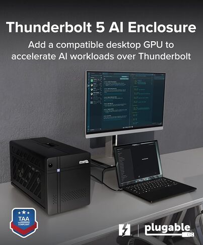 Plugable Thunderbolt 5 AI eGPU Enclosure & Dock: 80Gbps, 850W PSU Included, TAA Compliant for Windows 11, NVIDIA and AMD Cards (96W Power Delivery, 2.5Gbps Ethernet, 850W PSU, USB Hub) TBT5-AI in Saudi Arabia