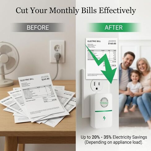 2026 New Power Factor Saver Plug in, Power Plug Pro Energy Saver Electricity Saving Box, Energy Savings Device with Voltage Optimization for Home & Office US Plug 90V-250V 30KW (2 PCS White) in Saudi Arabia