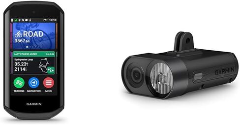 مجموعة من Garmin Edge 1050®، كمبيوتر ممتاز لركوب الدراجات، شاشة لمس ملونة زاهية، مكبر صوت مدمج، تنبيهات مخاطر الطريق + Garmin Varia™ Vue، مصباح أمامي لركوب الدراجات وكاميرا 4K in Saudi Arabia