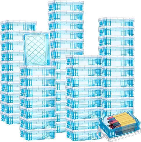 Suzile 50 Pcs Plastic Clear Crayon Box Stackable Crayon Organizer with Lid Clear Crayon Storage Containers Bulk for Office School Classroom Supplies Pen Pencil Art Crafts in Kuwait
