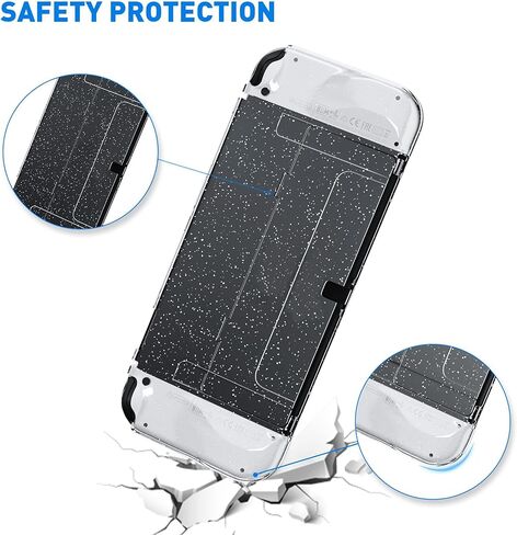 GLDRAM Glitter Case Kit Switch OLED 2021، غطاء واقٍ للكمبيوتر قابل للإرساء لوحدة تحكم Switch OLED، حافظة مريحة من مادة TPU لجهاز Joycon، مجموعة بشرة لامعة مع واقي شاشة وأغطية إبهام in Saudi Arabia