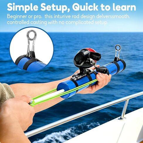 Fishing Catapult Rod - Slingshot Fishing Reel & Colitt Fishing Pole，Long-Distance Catapult Casting for Saltwater & Fly Fishing，Ideal Fishing Gifts for Men, Saltwater Fishing Gear in Saudi Arabia