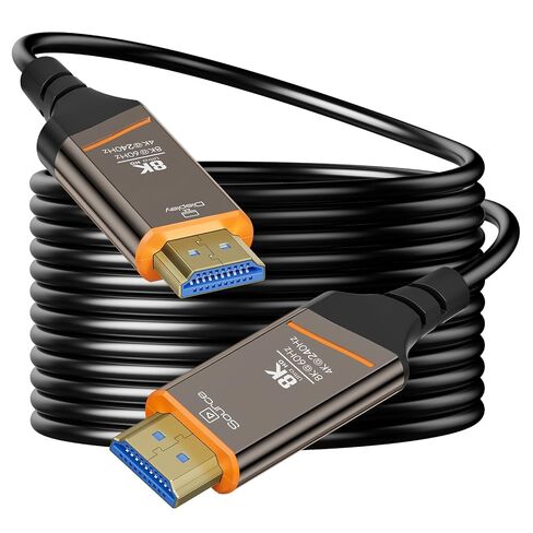 كابل الألياف البصرية HDMI 50FT - 8K HDMI 2.1 كابل عالي السرعة 48 جيجابت في الثانية، يدعم 8K@60 هرتز، 4K@240 هرتز، HDR ديناميكي، eARC، HDCP 2.2، 2.3، موصل مطلي بالذهب وغطاء من سبائك الزنك، لشاشة الكمبيوتر المحمول PS5 Xbox TV in Kuwait