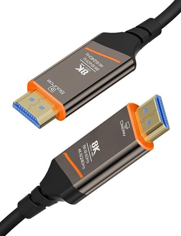 Fiber Optic HDMI Cable 50FT - 8K HDMI 2.1 Cable High Speed 48Gbps, Support 8K@60Hz, 4K@240Hz, Dynamic HDR, eARC, HDCP 2.2, 2.3, Gold Plated Connector & Zinc Alloy Shell, for PS5 Xbox TV Laptop Monitor in Saudi Arabia