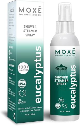 MOXE Eucalyptus Oil Shower Mist, Spa Steam Spray, Certified Natural 100% Essential Oils, Made in USA, Aromatherapy, Sinus Congestion Relief, Tension Relief, 4 Ounces (2 Pack) in Saudi Arabia