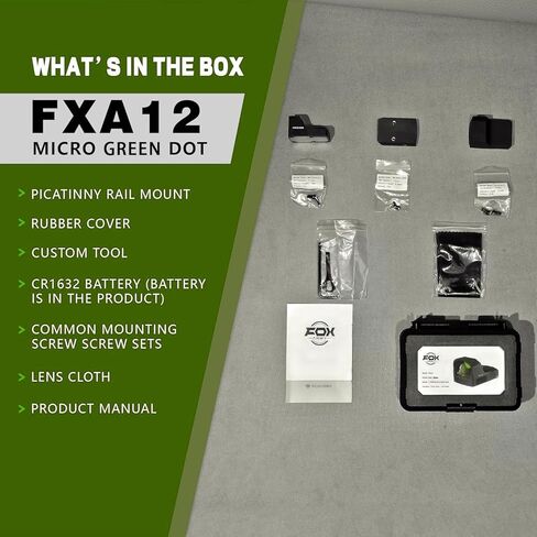 Foxarmy FXA12 Green Dot Sight for Pistol - RMR/407C Footprint Reflex Optic with Shake Awake & Lock Mode - 3 MOA Dot - 6061-T6 Aluminum, IPX7 Waterproof in Saudi Arabia
