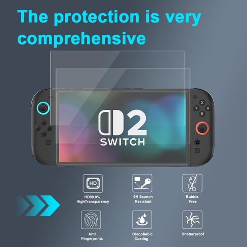 Design for Nintendo Switch 2 (2025) Screen Protector, Auto-Align Frame & 3S Installation, Full Coverage Tempered Glass, [2-Pack with Dust-Free Kit] in Saudi Arabia