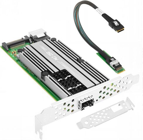 Vogzone M.2 إلى 25GbE SFP28 NIC، منفذ SFP28 فردي مع شريحة Mellanox ConnectX-4 Lx، M.2 + M Key + SFF-8087 مع كابل 35 سم (13.7 بوصة)، بطاقة شبكة 25 جيجابت تدعم RDMA in Kuwait