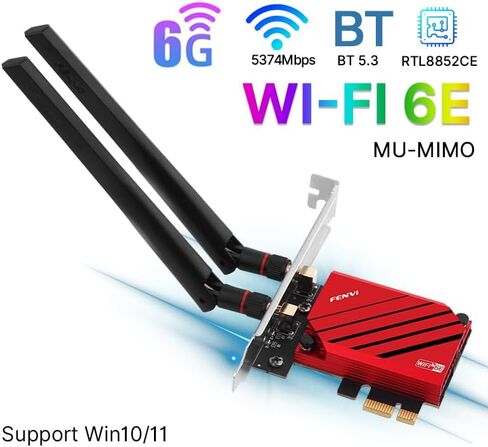 بطاقة FENVi AXE5400 WiFi 6E PCIe | ثلاثي الموجات 6 جيجا هرتز، السرعة الإجمالية 5400 ميجا بت في الثانية، ألعاب خالية من التأخر | بلوتوث 5.3، هوائي قابل للفصل، WPA3 | كمبيوتر سطح المكتب، الواقع الافتراضي، بث بدقة 8K | ويندوز 10/11 in Kuwait