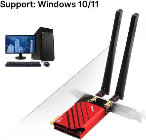 بطاقة FENVi AXE5400 WiFi 6E PCIe | ثلاثي الموجات 6 جيجا هرتز، السرعة الإجمالية 5400 ميجا بت في الثانية، ألعاب خالية من التأخر | بلوتوث 5.3، هوائي قابل للفصل، WPA3 | كمبيوتر سطح المكتب، الواقع الافتراضي، بث بدقة 8K | ويندوز 10/11 in Kuwait