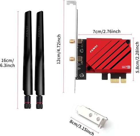 بطاقة FENVi AXE5400 WiFi 6E PCIe | ثلاثي الموجات 6 جيجا هرتز، السرعة الإجمالية 5400 ميجا بت في الثانية، ألعاب خالية من التأخر | بلوتوث 5.3، هوائي قابل للفصل، WPA3 | كمبيوتر سطح المكتب، الواقع الافتراضي، بث بدقة 8K | ويندوز 10/11 in Kuwait