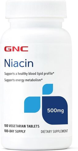 GNC نياسين 500 ملغ، 100 قرص، يدعم صحة الأوعية الدموية in Kuwait