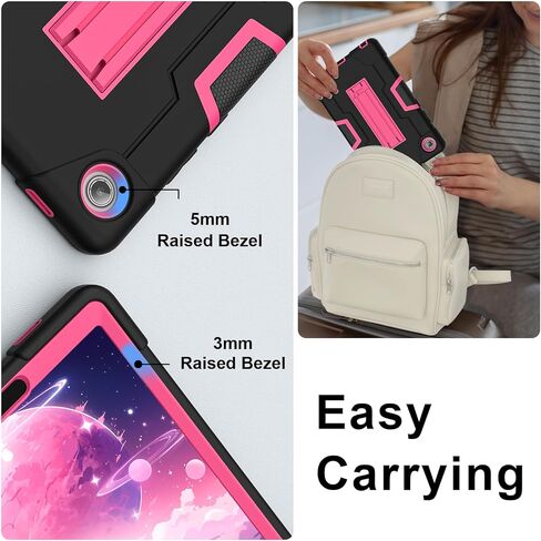 حافظة كمبيوتر لوحي لجهاز Lenove Tab One مقاس 8.7 بوصات K9 2025 TB305FU شديدة التحمل ومضادة للصدمات مصنوعة من السيليكون الناعم وغطاء من البولي كربونات الصلب، أسود + أسود in Kuwait