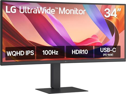 LG 34U650A-B 34-inch UltraWide WQHD (3440 x 1440) IPS Curved Wide Computer Monitor, 100Hz, HDR10, Built-in Speaker, HDMI, DisplayPort, USB Type-C PD 96W, Tilt/Height/Swivel Adjustable Stand, Black in Saudi Arabia