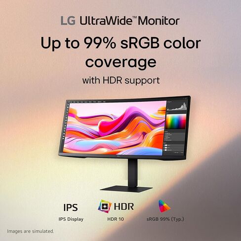 LG 34U650A-B 34-inch UltraWide WQHD (3440 x 1440) IPS Curved Wide Computer Monitor, 100Hz, HDR10, Built-in Speaker, HDMI, DisplayPort, USB Type-C PD 96W, Tilt/Height/Swivel Adjustable Stand, Black in Saudi Arabia