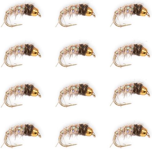 Caddis Larvae 12 Pack – Hand Tied Nymph Flies for Trout Fly Fishing – Realistic Caddis Larva Pattern for Rivers, Creeks & Streams – Premium Subsurface Trout Fly Set in Saudi Arabia
