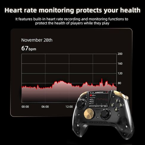 Doriteney RG G01 Wireless Gaming Controller with Heart Rate Monitor & Display, Hall Effect Triggers, Programmable Back Buttons for PC, Switch, Steam, Android, iOS - 2.4G/Bluetooth/Wired Black in Saudi Arabia