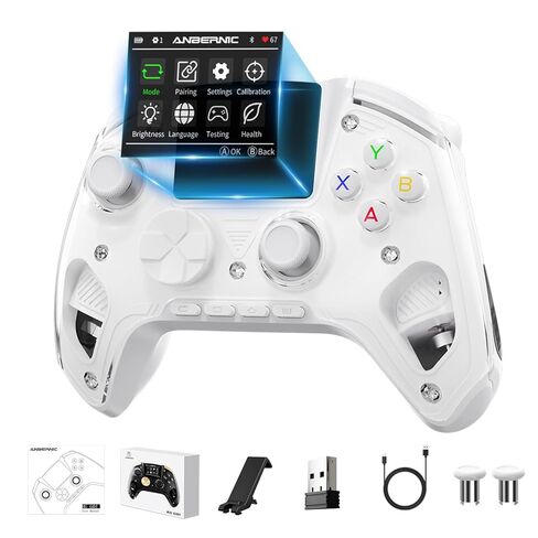 Doriteney RG G01 Wireless Gaming Controller with Heart Rate Monitor & Display, Hall Effect Triggers, Programmable Back Buttons for PC, Switch, Steam, Android, iOS - 2.4G/Bluetooth/Wired Black in Saudi Arabia