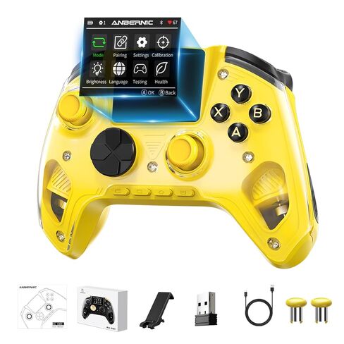 Doriteney RG G01 Wireless Gaming Controller with Heart Rate Monitor & Display, Hall Effect Triggers, Programmable Back Buttons for PC, Switch, Steam, Android, iOS - 2.4G/Bluetooth/Wired Black in Saudi Arabia