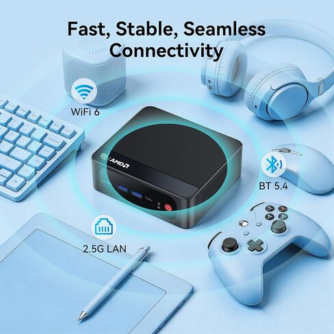 Beelink SER5 Pro Mini PC, Ryzen 5 5625U (6C/12T, Up to 4.3GHz), 16GB DDR4 RAM, 500GB NVMe SSD, Radeon Graphics 7 CUs, Triple Display 4K@60Hz via HDMI/DP/Type-C, WiFi 6/BT 5.4, Compact Office Desktop in Saudi Arabia