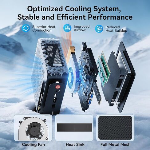 Beelink SER5 Pro Mini PC, Ryzen 5 5625U (6C/12T, Up to 4.3GHz), 16GB DDR4 RAM, 500GB NVMe SSD, Radeon Graphics 7 CUs, Triple Display 4K@60Hz via HDMI/DP/Type-C, WiFi 6/BT 5.4, Compact Office Desktop in Saudi Arabia