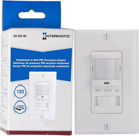 Intermatic IOS-DSIF-WH Motion Sensor, White - Automated Lighting Control with Adjustable Time Delay, Compatible with Lutron Caseta Home Automation Devices - Energy-Efficient & Reliable Performance in Saudi Arabia