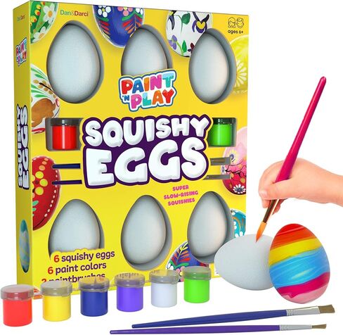 Dan&Darci Egg Squishy Painting Kit - Arts and Crafts for Girls and Boys - Kids Easter Art Activities - Craft Gift for Kids Ages 4 5 6 7 8 9 10 Year Old Girls - Paint 6 Slow Rising Squishies in Saudi Arabia