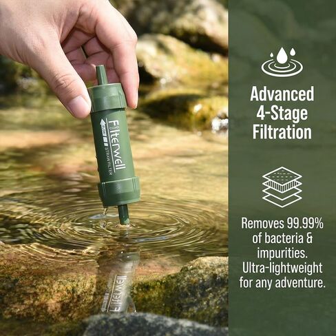 Portable Water Filtration System, 0.01 Micron Purification, Emergency Hiking Camping, Outdoor Activities, Single Unit in Saudi Arabia