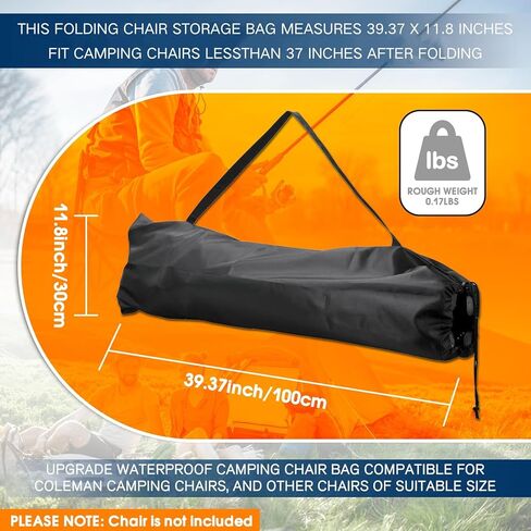 Camping Chair Replacement Carry Bag, 39.37×11.8in Folding Chair Storage Bag With Shoulder Strap & Drawstring, for camping chairs with a folded length under 37in and diameter less than 7.5 in(No Chair) in Saudi Arabia
