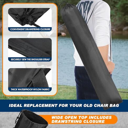 Camping Chair Replacement Carry Bag, 39.37×11.8in Folding Chair Storage Bag With Shoulder Strap & Drawstring, for camping chairs with a folded length under 37in and diameter less than 7.5 in(No Chair) in Saudi Arabia