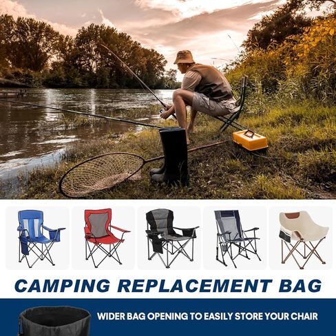 Camping Chair Replacement Carry Bag, 39.37×11.8in Folding Chair Storage Bag With Shoulder Strap & Drawstring, for camping chairs with a folded length under 37in and diameter less than 7.5 in(No Chair) in Saudi Arabia