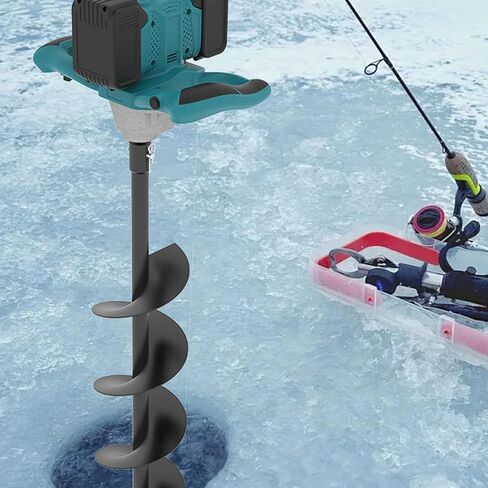 Asixxsix Electric Ice Fishing Auger, 100-800RPM 6 Speed Adjustable 1200N.m Torsion Electric Ice Auger Cordless Post Hole Digger Power Head, Ergonomic Handle, Reversible in Saudi Arabia