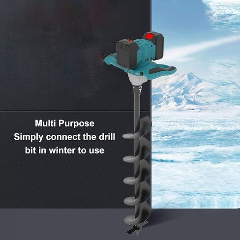 Asixxsix Electric Ice Fishing Auger, 100-800RPM 6 Speed Adjustable 1200N.m Torsion Electric Ice Auger Cordless Post Hole Digger Power Head, Ergonomic Handle, Reversible in Saudi Arabia