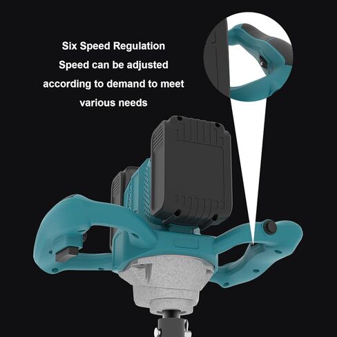 Asixxsix Electric Ice Fishing Auger, 100-800RPM 6 Speed Adjustable 1200N.m Torsion Electric Ice Auger Cordless Post Hole Digger Power Head, Ergonomic Handle, Reversible in Saudi Arabia