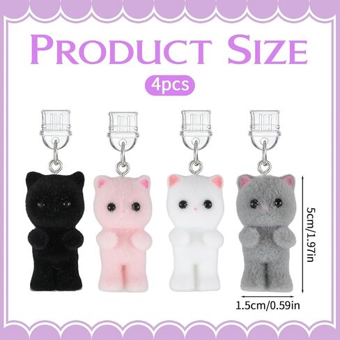 4 Pcs Dust Plug Charm Cute Cat USB c Dust Plug Charm Type C Cell Phone Anti-Dusts Plugs Compatible with Phone Type C Charging Ports for Readers Book Lover Women Men Types C Dusts Plugs in Saudi Arabia