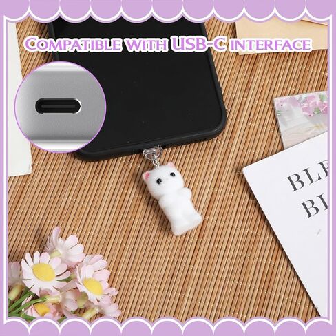 4 Pcs Dust Plug Charm Cute Cat USB c Dust Plug Charm Type C Cell Phone Anti-Dusts Plugs Compatible with Phone Type C Charging Ports for Readers Book Lover Women Men Types C Dusts Plugs in Saudi Arabia