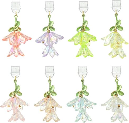 8Pcs Dust Plug Charm Type C USB C Dust Plug Charms with Acrylic Flower Pendants Anti Dustproof Plugs for Most Phone,E-Readers,Reading Lover Decorations Gifts（Lily of The Valley） in Saudi Arabia