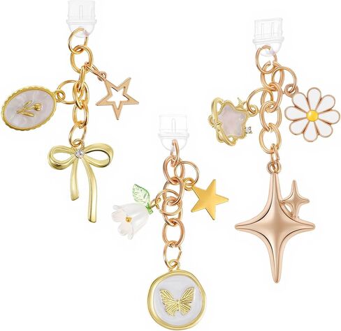 3 Pack Type C Dust Plug Charm - Anti-Dust Dust Plug Charm Type C - Bowknot Flower Pendant for E-Reader, Phone, Tablet in Saudi Arabia