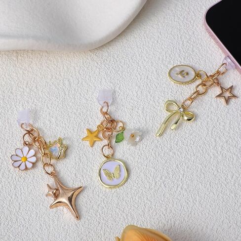 3 Pack Type C Dust Plug Charm - Anti-Dust Dust Plug Charm Type C - Bowknot Flower Pendant for E-Reader, Phone, Tablet in Saudi Arabia