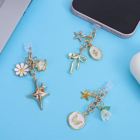 3 Pack Type C Dust Plug Charm - Anti-Dust Dust Plug Charm Type C - Bowknot Flower Pendant for E-Reader, Phone, Tablet in Saudi Arabia