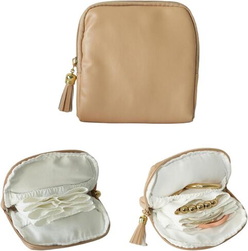 2-Layer Travel Jewelry Case Pouch - 11 Pocket Vintage Organizer, Anti-Tangle Small Jewelry Bag for Women Necklaces Earrings Rings，purple in Saudi Arabia