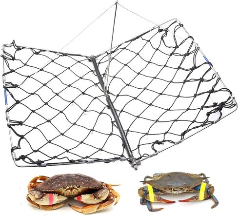 AirFly Foldable Castable Crab Trap - Crab Hawk & Crab Jaw Star Trap with Bait Clip - Portable Fishing Rod Crab Pot for Blue Crabs & Dungeness - Designed in USA (2 Trap + 3 Line Kit) in Saudi Arabia