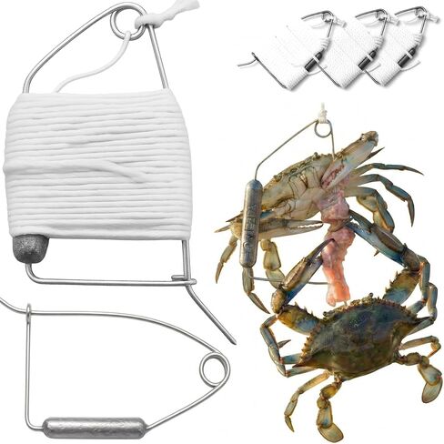 AirFly Foldable Castable Crab Trap - Crab Hawk & Crab Jaw Star Trap with Bait Clip - Portable Fishing Rod Crab Pot for Blue Crabs & Dungeness - Designed in USA (2 Trap + 3 Line Kit) in Saudi Arabia