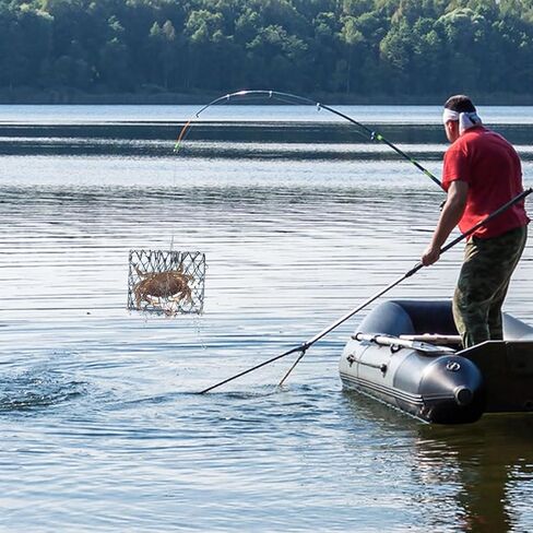Castable Crab Trap with Crab Gauge & Rope, Folding Crab Trap Snare Crabbing with Auto-Close Spring for Blue Crabs, Dungeness, Crawfish Portable Crabbing Equipment in Saudi Arabia