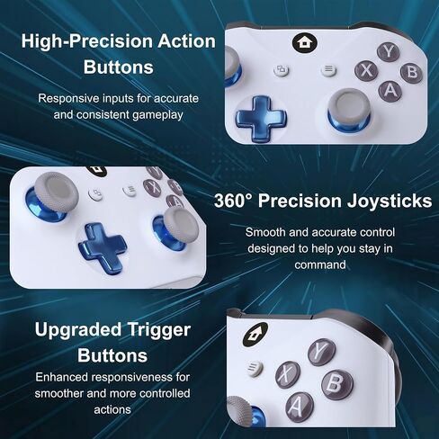 وحدة تحكم لاسلكية UT2 متوافقة مع أجهزة Xbox Series X S وXbox One وWindows PC، وحدة تحكم ألعاب بلوتوث مع بطارية قابلة للشحن 1400 مللي أمبير في الساعة، شاشة طاقة LED، اهتزاز مزدوج، عصا تحكم دقيقة، مقبس سماعة رأس 3.5 مم، أبيض in Saudi Arabia