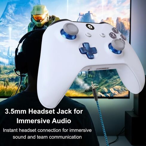 وحدة تحكم لاسلكية UT2 متوافقة مع أجهزة Xbox Series X S وXbox One وWindows PC، وحدة تحكم ألعاب بلوتوث مع بطارية قابلة للشحن 1400 مللي أمبير في الساعة، شاشة طاقة LED، اهتزاز مزدوج، عصا تحكم دقيقة، مقبس سماعة رأس 3.5 مم، أبيض in Saudi Arabia